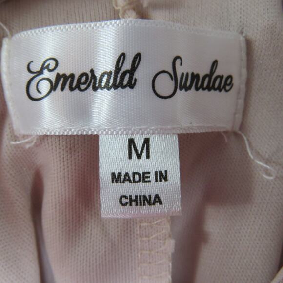 Emerald Sundae Pink Lace Sparkly Spaghetti Strap V-Neck Mini Dress Medium - Picture 7 of 9